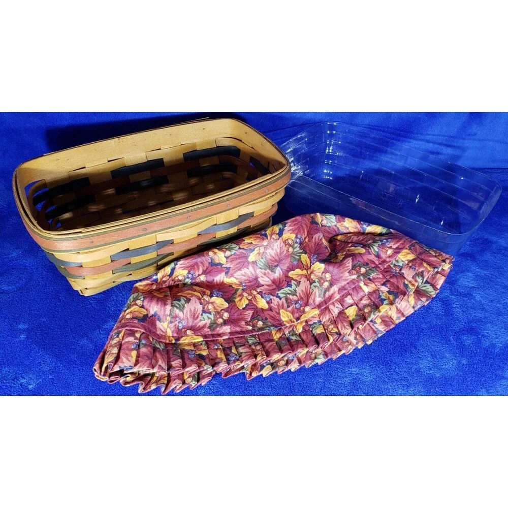 Longaberger 1998 SHADES OF AUTUMN BAKER'S BOUNTY Basket, Liner and Protector